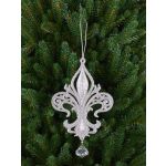 Acrylic pendant heraldic lily AZARIEL, glitter, silver, 5.9"/15cm