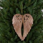Decorative ornament Angel wings FASITA acrylic, glitter, gold, 5.9"/15cm