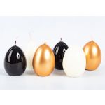 Eierkerze Kerzen Ostern LEONITA, 6 Stück, gold-schwarz-elfenbein, 6cm, 4,5cm, 7h - Made in Germany