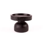 Wooden candle holder MIMARIS, with foot, black, 3.5"/9cm, Ø4.7"/12cm