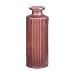 Glass vase EMANUELA, groove pattern, metallic pink, 5.2"/13,2cm, Ø2"/5,2cm