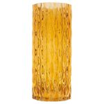 Glass table vase MIRIAN with structure, clear-yellow, 30cm, Ø12,8cm