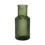 Glass bottle CARMELA, grooves, green-clear, 22cm, Ø10cm