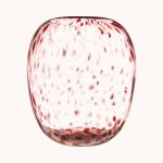 Decorative vase RUSSELL, glass, leopard pattern, red-clear, 26cm, Ø22,4cm