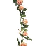 Artificial garland of roses KAILIN, pink-cream, 5ft/145cm