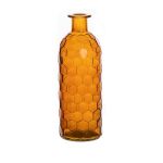 Glass vase ARANCHA, honeycomb pattern, orange-brown-clear, 8"/20cm, Ø2.8"/7cm