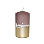 Pillar candle JARDENA with writing, favourite person in German, brown-gold, 13cm, Ø7cm, 52h