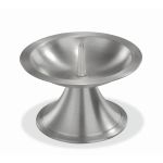 Brass candle holder OLIVERIO with spike, for candles Ø2.8"-3.1"/7-8cm, nickel plated, matt brushed, silver, 2.6"/6,5cm, Ø4.3"/11cm