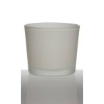 Large tealight holder ALENA FROST, glass, white matt, 3.5"/9cm, Ø4"/10cm