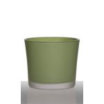 Plant pot made of glass ALENA FROST, grass green matt, 4.9"/12,5cm, Ø5.7"/14,5cm