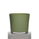 Plant pot made of glass ALENA, grass green, 6.3"/16cm, Ø6.7"/17cm