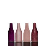 Decorative glass bottles ANYA, 4 pcs, light pink-pink, 7"/18cm, Ø2.4"/6cm