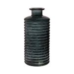 Glass bottle STUART with grooves, forest green-clear, 31cm, Ø14,5cm