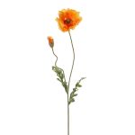 Silk poppy flower LIENTJE, orange, 26"/65cm, Ø4.7"/12cm