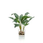 Artificial Aglaonema ADRIK in glass pot, green, 18"/45 cm