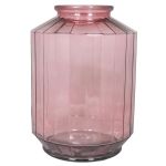 Flower glass vase LOANA, clear-pink, 14"/35cm, Ø10"/25cm, 12L