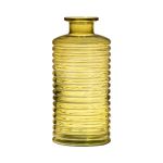 Glass bottle STUART with grooves, yellow-clear, 8"/21,5cm, Ø3.7"/9,5cm