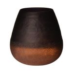 Glass candle holder KELYAN, crackled, dark brown, 6"/15cm, Ø6"/15cm