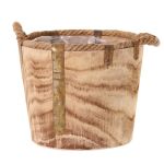 Wooden planter DABIH with rope handles, brown, 9"/24cm, Ø11"/29cm