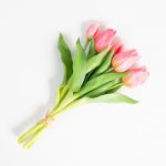 Artificial flowers Tulip bouquet LEANA, pink, 12"/30cm, Ø8"/20cm