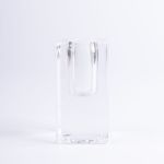 Square glass candleholder SOLUNA for dinner candles, transparent, 1.6"x1.6"x3.1"/4x4x8cm