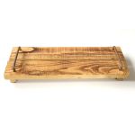 Vintage decorative wooden tray FENRIK with handle, natural flamed, 16"x5.5"x1.6"/40x14x4cm