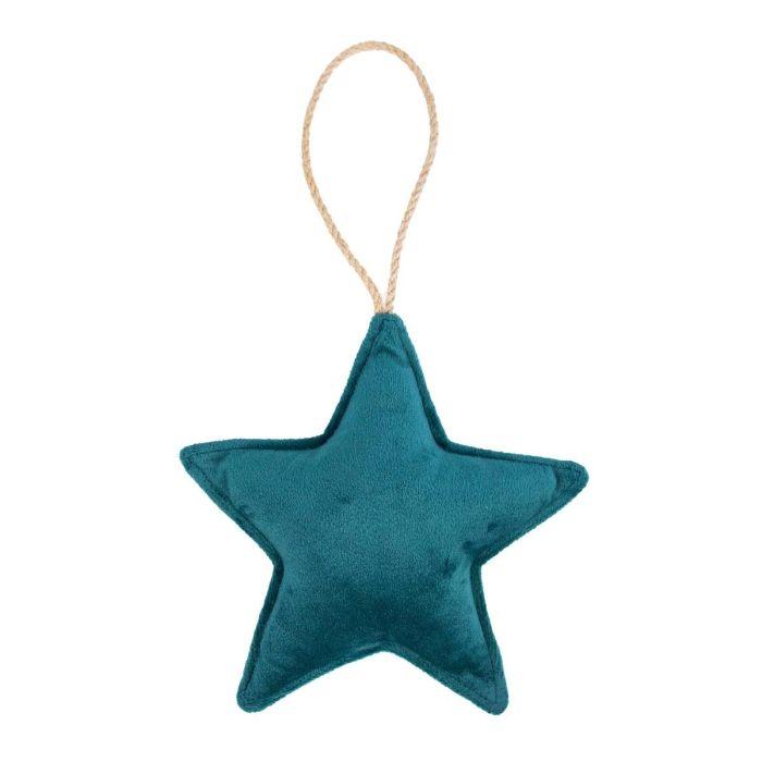 Velvet Decorative star hanger EYRUN, hanging cord, petrol blue, Ø6.3"/16cm