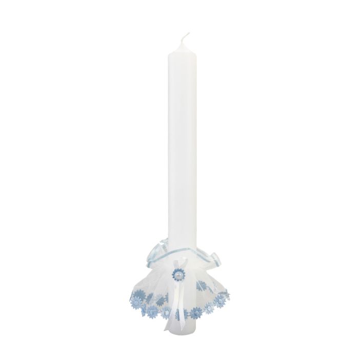 Candle skirt CHASSIDY made of tulle, white-blue, 4.3"/11cm, Ø2"/5cm
