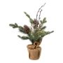 Artificial arrangement of fir and rosehip MUSMO in a jute bag, cones, green-gold, 14"/35cm