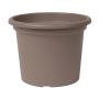 Round flowerpot VENERA made of recycled plastic, with holes, taupe, 7"/19cm, Ø10"/25cm