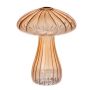 Glass vase PULCHERIA, mushroom shape, grooves, amber-clear, 13cm, Ø10cm