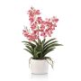 Artificial Vanda orchid PAVRA in ceramic pot, roots, fuchsia-white, 24"/60cm