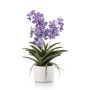 Artificial Vanda orchid PAVRA in ceramic pot, roots, violet-white, 24"/60cm