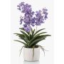 Artificial Vanda orchid PAVRA in ceramic pot, roots, violet-white, 24"/60cm