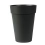 Tall round plant vase VINAYA made of plastic, anthracite, 14"/36cm, Ø11"/27cm
