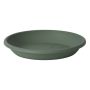 Round planter coaster VENERA made of recycled plastic, with holes, sage green, 2"/5cm, Ø16"/40cm