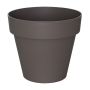 Round flowerpot VINAYA made of plastic, with holes, taupe, 9"/22,5cm, Ø10"/25cm