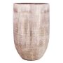 Flower vase made of ceramic KAMUNI, long stripes, grey-green, 16"/40cm, Ø9"/22cm