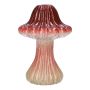 Flower vase RICHLINDE, toadstool, ceramic, grooves, dark red-beige, 21cm, Ø15cm
