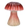 Toadstool ceramic vase SEBALDE, grooves, red-beige, 21cm, Ø16cm