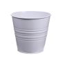 Round plant pot MICOLATO with grooves, zinc, white, 6"/16cm, Ø7"/18,5cm