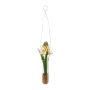 Artificial hyacinth arrangement FRUKE in a hanging vase, pink, 14"/35cm