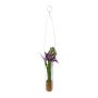 Artificial hyacinth arrangement FRUKE in a hanging vase, purple, 14"/35cm