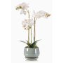 Artificial Phalaenopsis orchid JOLANA in a ceramic pot, white, 18"/45cm