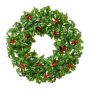 Decorative holly wreath TREFO with berries, green-red, Ø20"/50cm