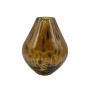 RUSSELL flower vase, glass, bulbous, leopard print, brown-clear, 22 cm, Ø17 cm