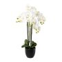 Artificial Phalaenopsis orchid UKERNA in resin planter, white, 33"/85cm