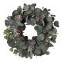 Artificial wreath Eucalyptus RINPO, cones, grey-green, Ø14"/35cm