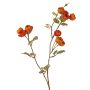 Artificial cabbage rose branch LORRAINE, Eco Collection, orange-yellow, 26"/65cm, Ø1"/2,5cm