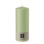 Pillar candle MAEVA, pastel green, 8"/20cm, Ø3.1"/7.8cm, 119h - Made in Germany